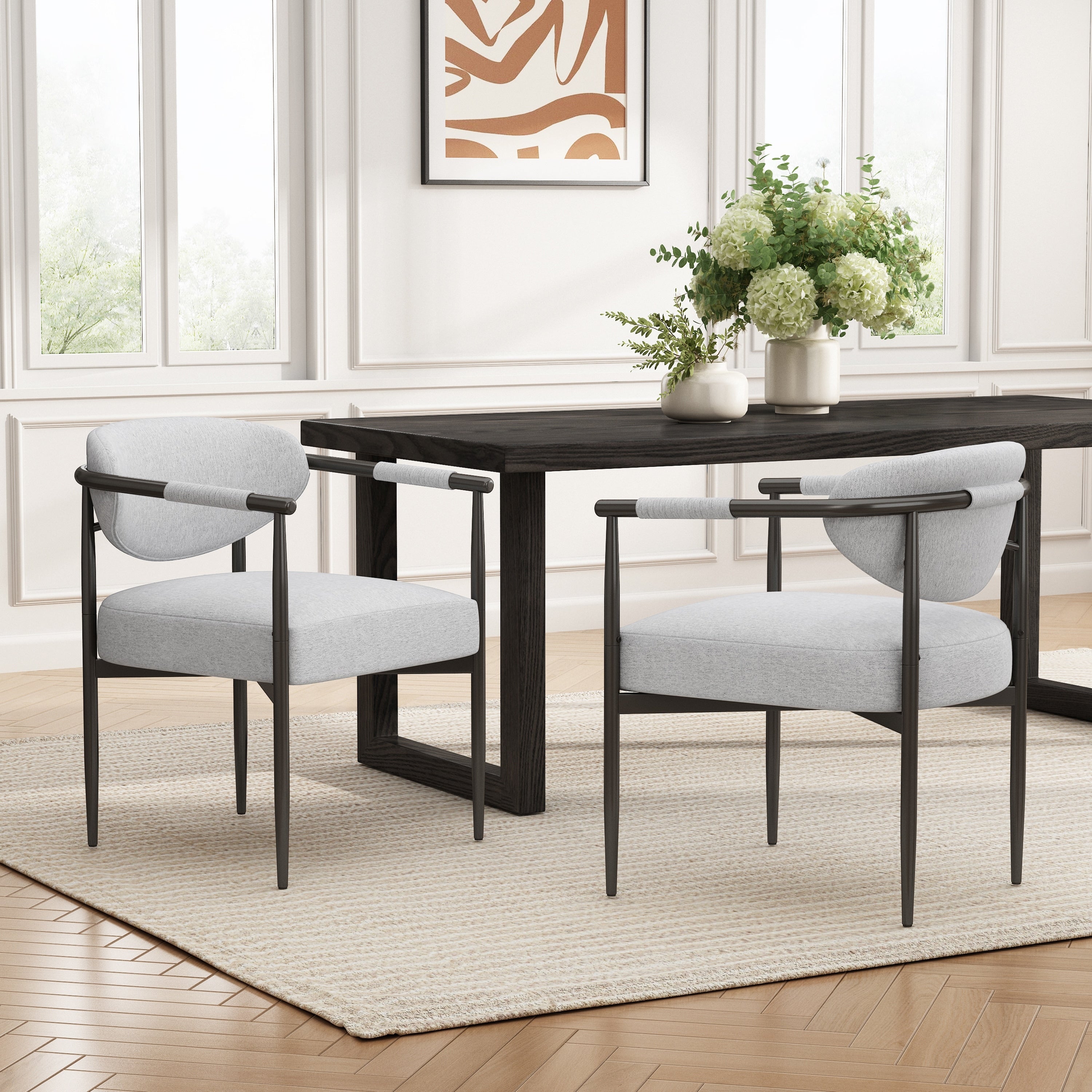 Modern Dining Chairs Set Of 2 Upholstered Dining Chairs With Bronze Iron Frame Accent Armchairs For Kitchen And Restaurant