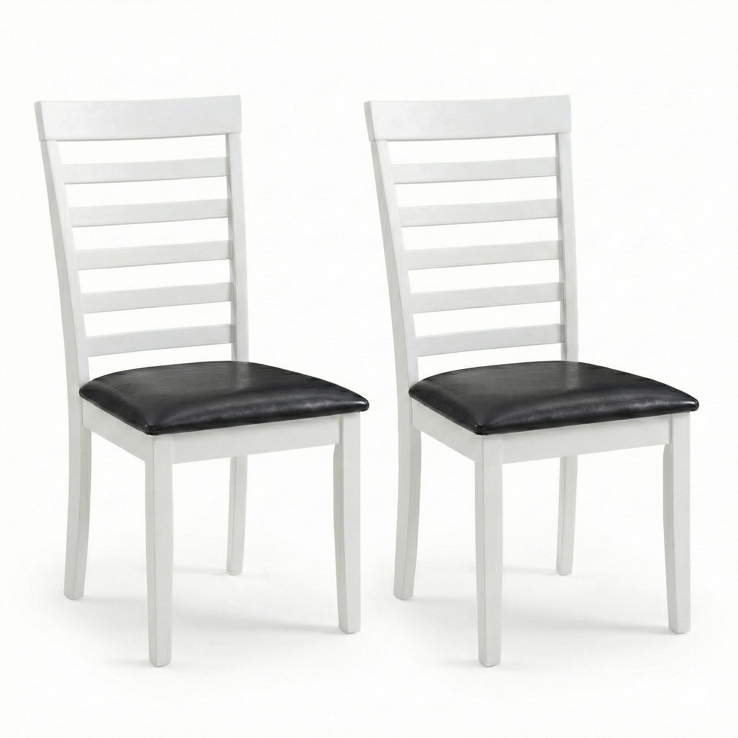 Modern Dining Chairs Set Of 2 Black Finish With Beige Seat Or White Finish With Black Seat
