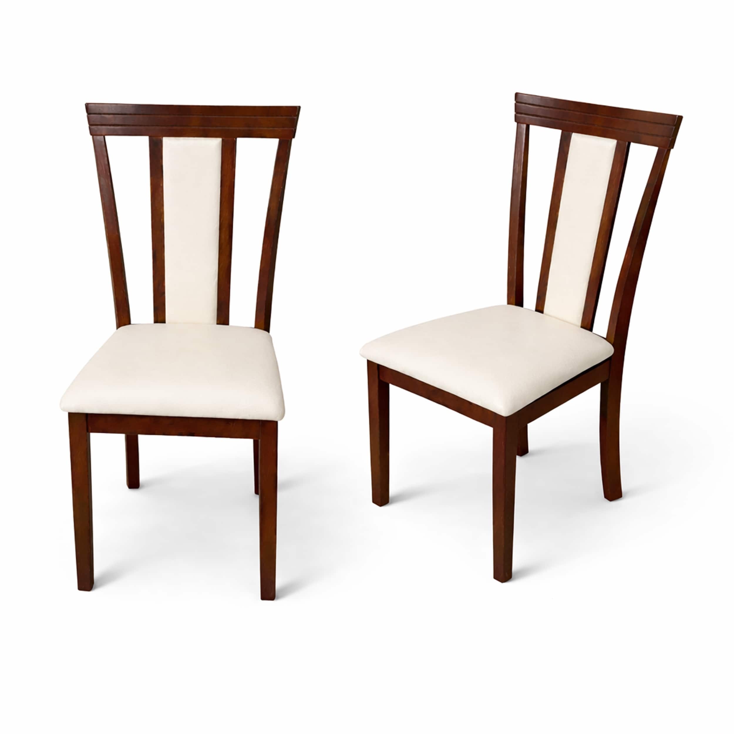 Modern Dining Chairs Set Of 2 Dirty Oak Finish With Beige Polyester Upholstered Seats Solid Rubberwood
