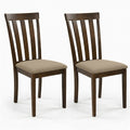 Modern Dining Chairs Set Of 2 Dirty Oak Finish With Dark Beige Polyester Upholstered Seats Solid Rubberwood