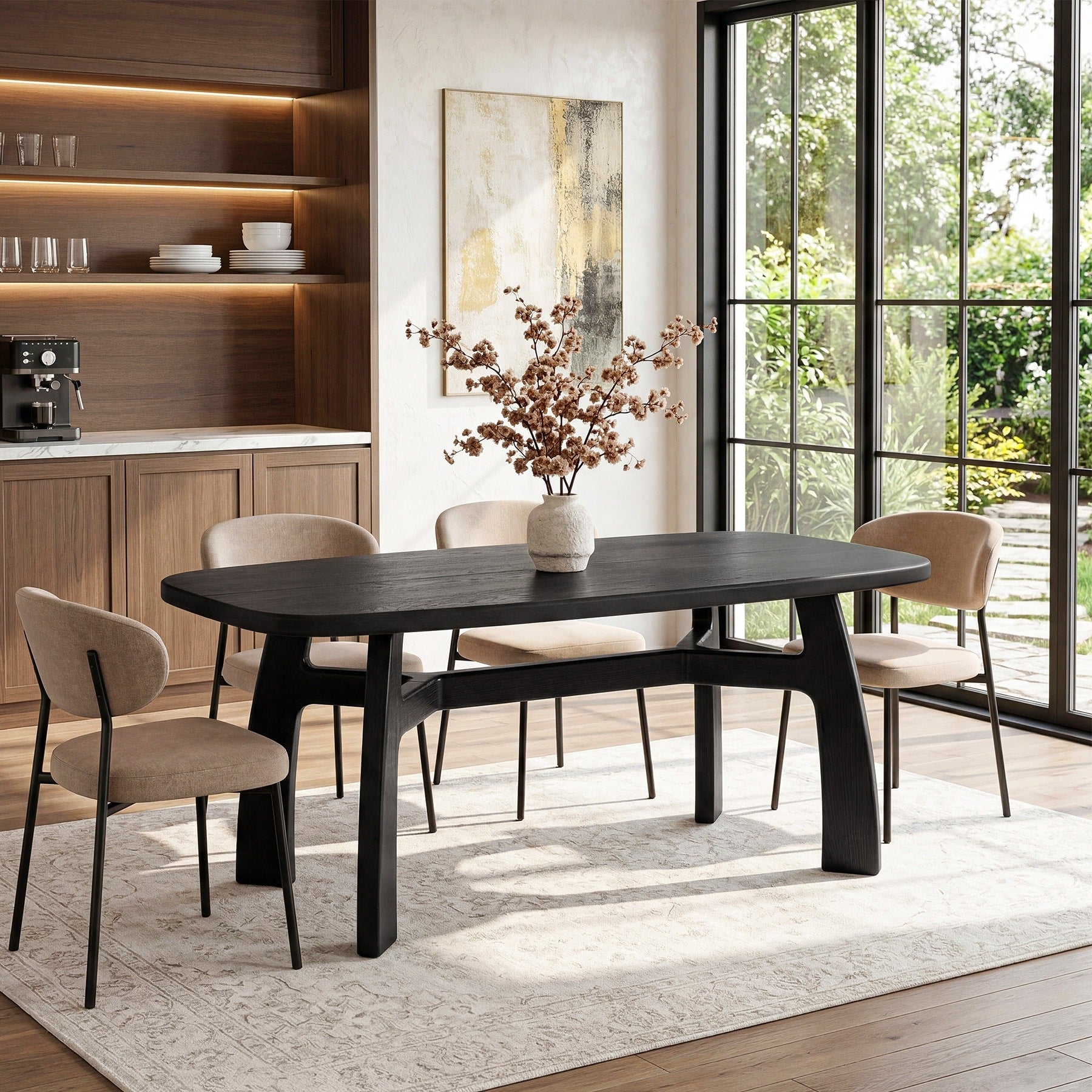 Modern Dining Table For 6 8 63 Inch Solid Fir Wood Kitchen Table