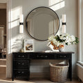 Glass Double Wall Sconce Metal Glass Matte Black Ivory 2 Light Sconce For Bathroom Or Entryway In Modern Mid Century Style