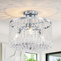 Modern Crystal Semi Flush Mount Ceiling Light With E12 Sockets Dia.13.77 In