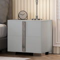 Modern End Table With Drawers Elegant Nightstand With Metal Foot Wood Bedside Table With Mirrored Metal Handles