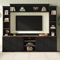 Modern Entertainment Center Wall Unit With Bookshelf For Tvs Up To 70 Farmhouse Media Console Tv Stand With Adjustable Shelves