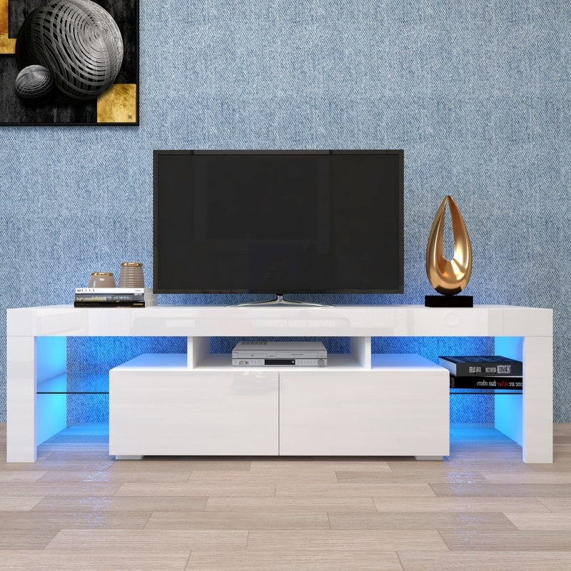 Modern Entertainment Tv Stand 20 Colors Led Tv Stand W Remote Control Lights