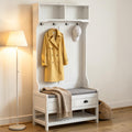 Modern Entryway Hall Tree With Bench And Drawers Coat Rack Shoe Storage Organizer With Hooks