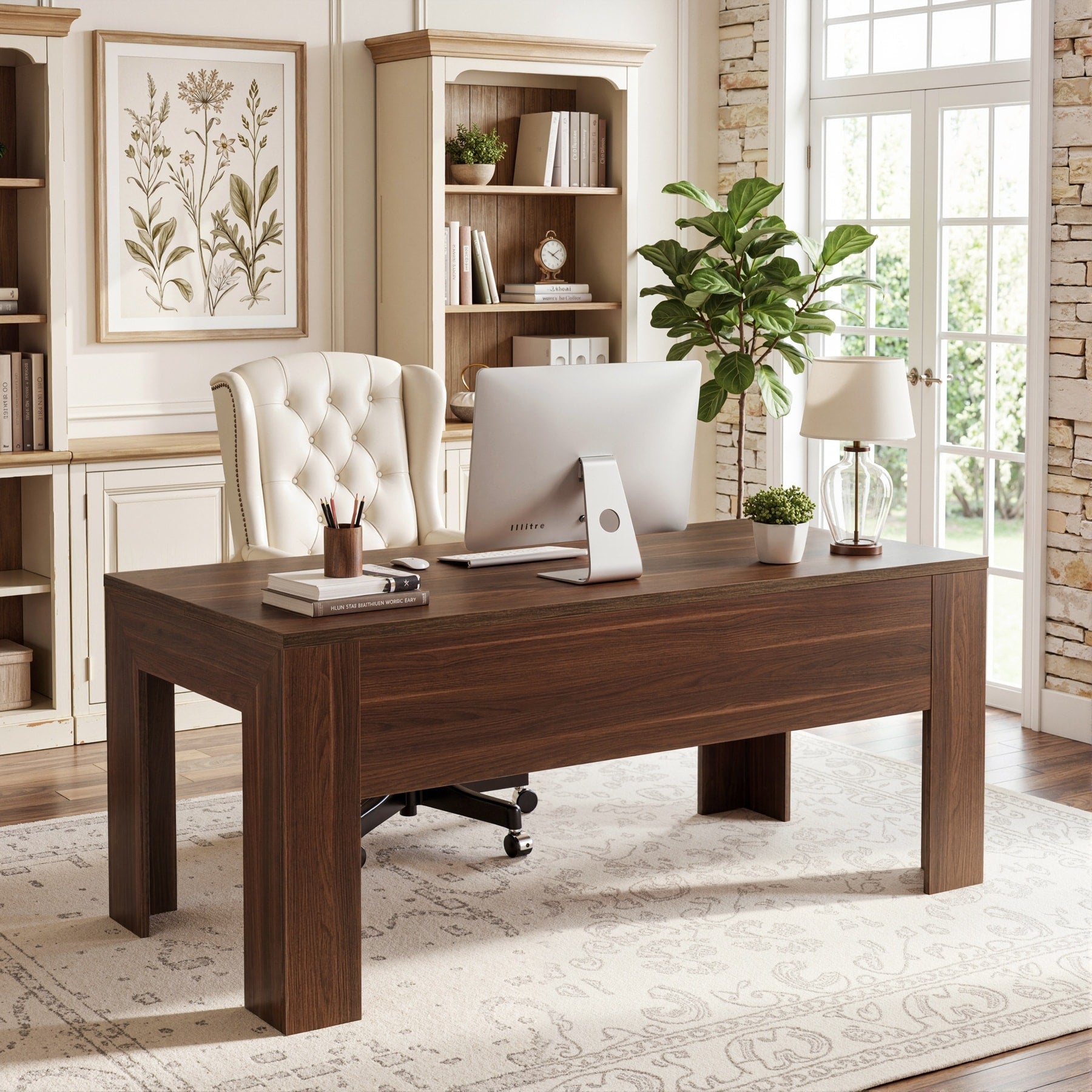 Modern Executive Desk With Large Tabletop 63 Inch Office Desk Computer Desk Long Workstation For Home Office