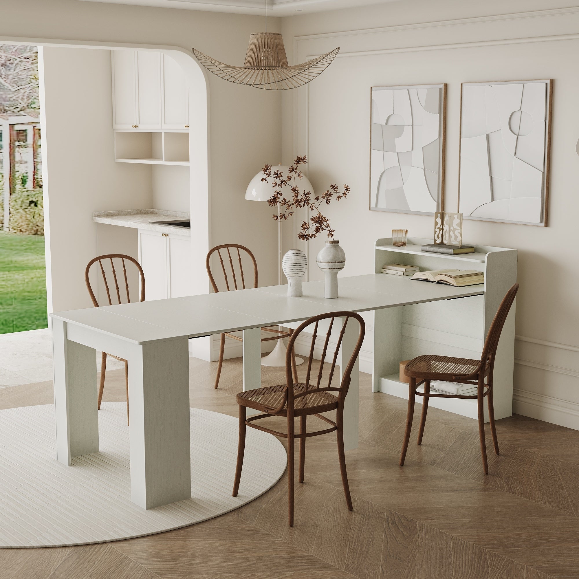 Modern Extendable Dining Table With Storage 36.61 L X 98.43 W X 39.37 H