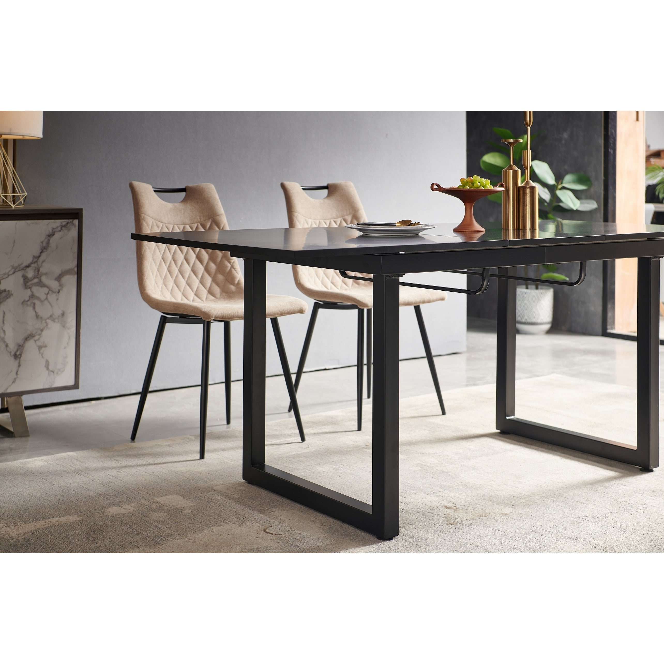Modern Extendable Square Dining Table For 6 8 Person Kitchen Table With Metal Legs Wooden Dining Table For Living Room