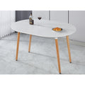 Modern Extensible Oval Dining Table Kitchen Table With Mdf Top Metal Legs Multi Functional Office Dining Table