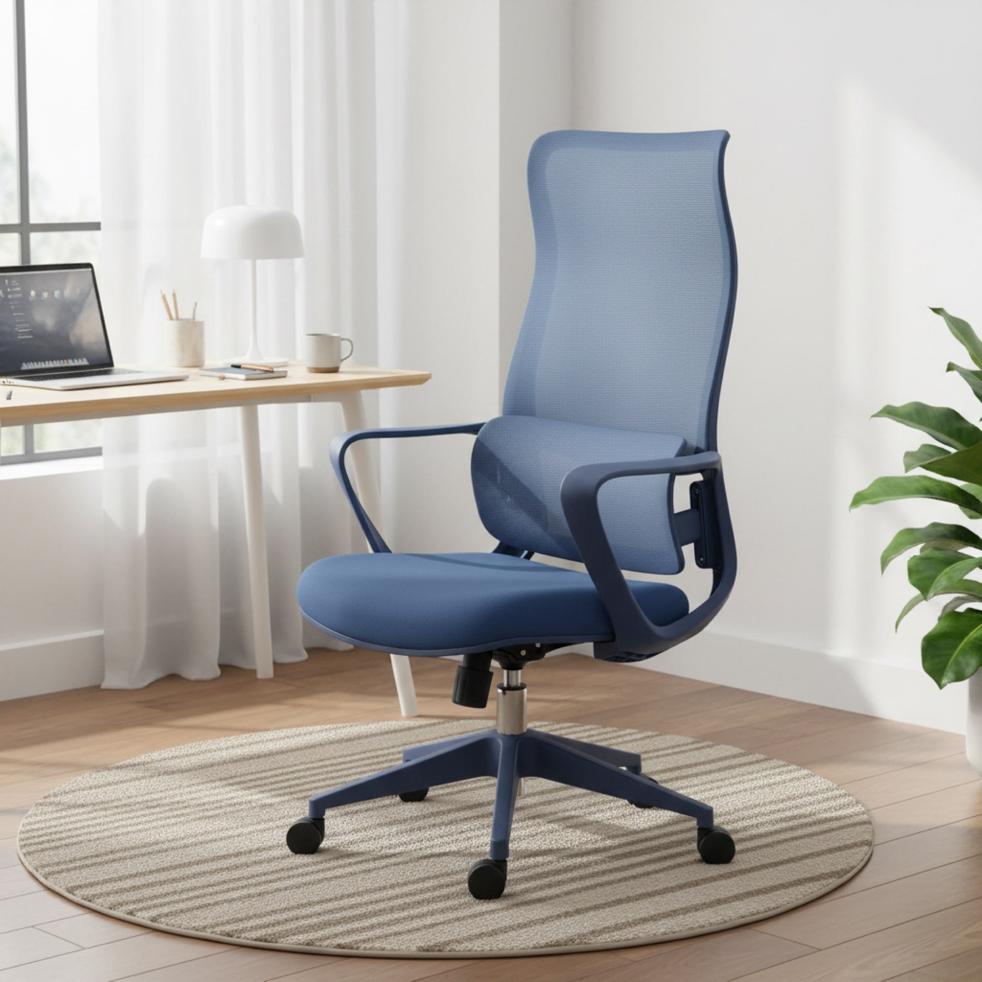 Modern Fabric Ergonomic Swivel Chair Adjustable Lumbar Support For Office Task Executive Manager Meeting Rooms Visitors