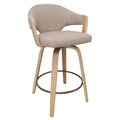 Modern Fabric And Bentwood 26 Counter Stool With Swivel Set Of 2