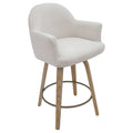 Modern Fabric And Solid Wood 26 Counter Stool With Swivel Set Of 2