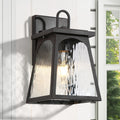 Modern Farmhouse 1 Light Black Outdoor Wall Sconce Water Ripple Glass Patio Lights W 6.7 X H 11 X D 7.1