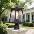 Modern Farmhouse 1 Light Outdoor Post Light Black Lantern With Water Ripple Clear Glass W 6.7 X H 14.6