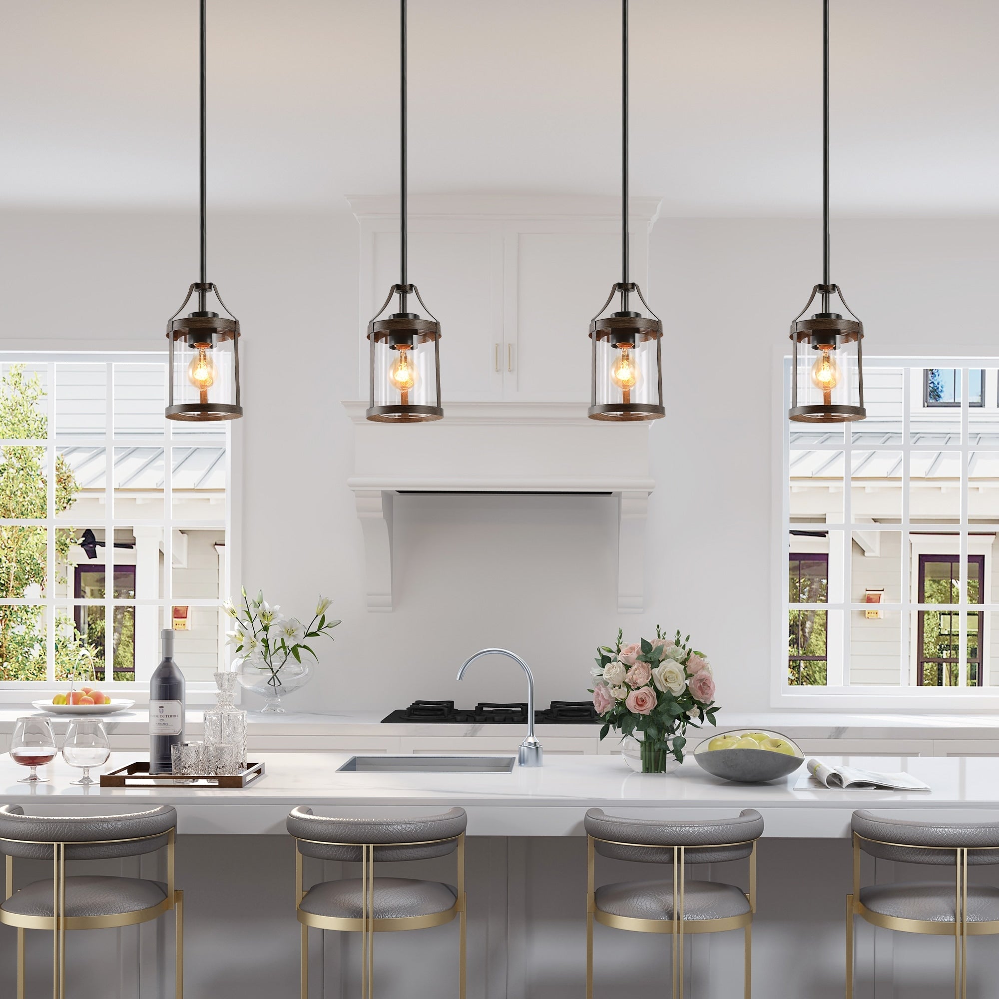 Rustic Pendant Lighting Bronze Hanging Ceilling Light For Kitchen Dining Room W6 Xh10