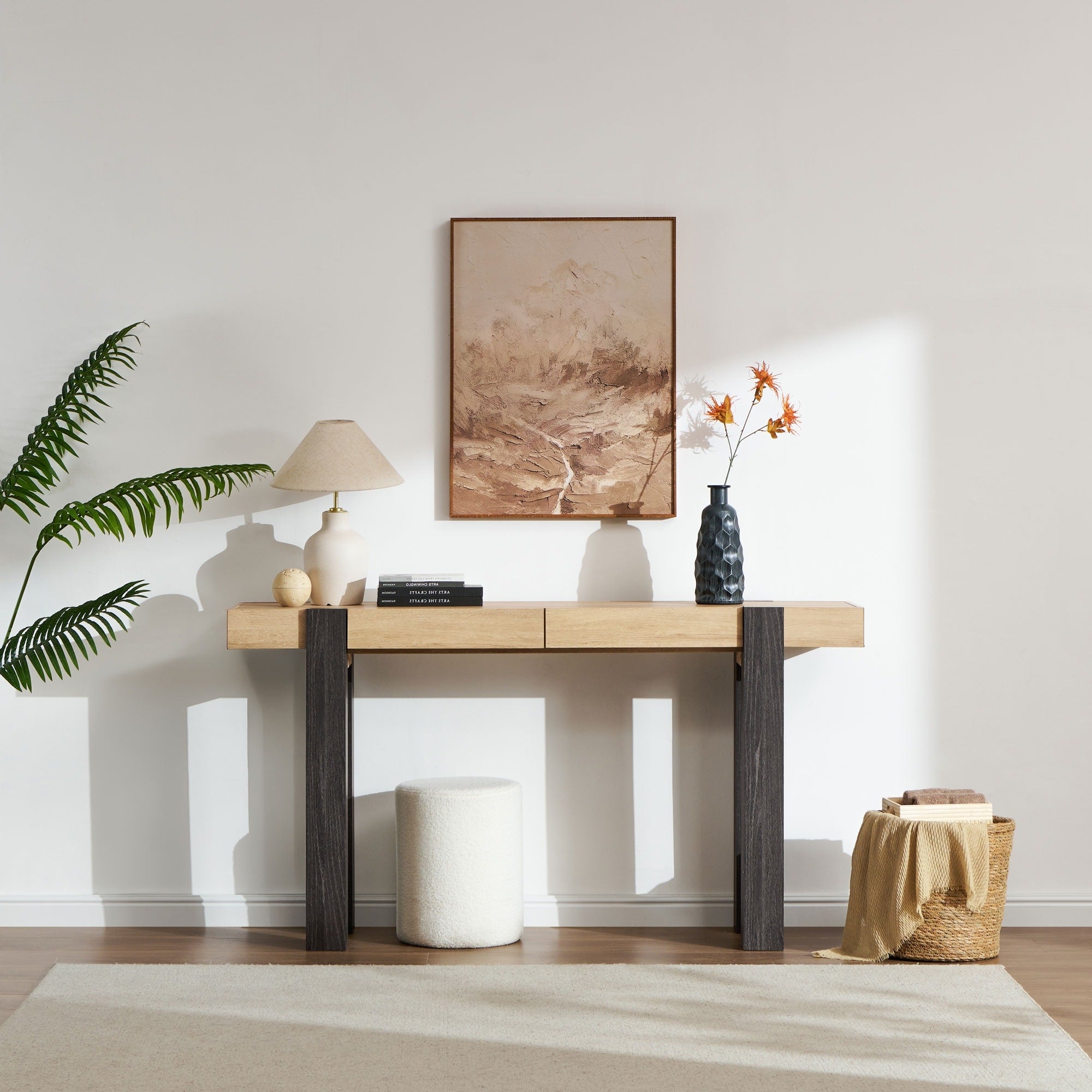 Modern Farmhouse 2 Drawers Console Table Entryway Table Sofa Table