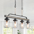 Industrial Mason Jar 4 Light Kitchen Island Chandelier Lighting