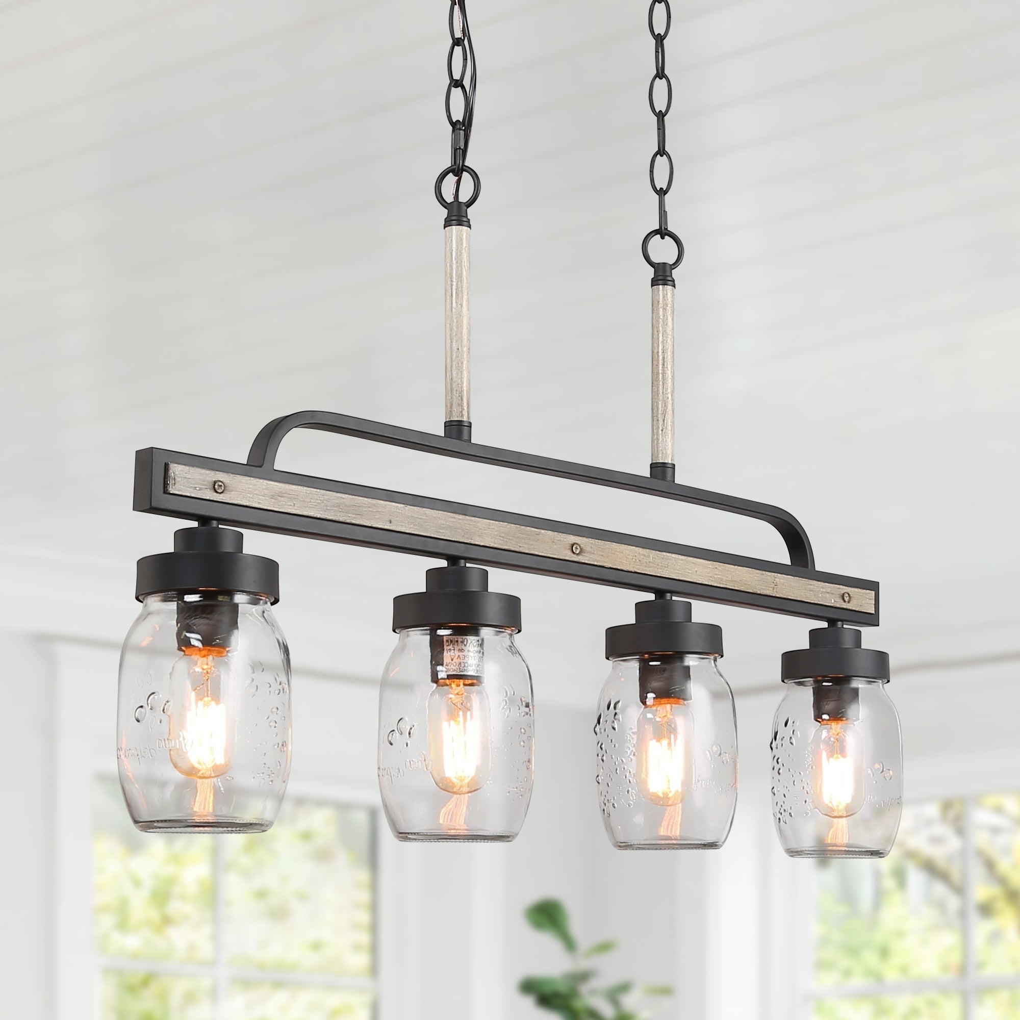 Industrial Mason Jar 4 Light Kitchen Island Chandelier Lighting