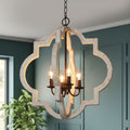 Boho 4 Lights Chandelier Rustic Weathered White Pendant Lighting D21.5 Xh24