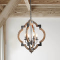 Modern Farmhouse 4 Light Distressed Wood Chandelier Rust Hanging Ceiling Lighting W19.7 X H24.6