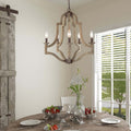 Farmhouse 5 Lights Latern Wood Chandelier Ceiling Hanging Lighting L23.2 Xw23.2 Xh24