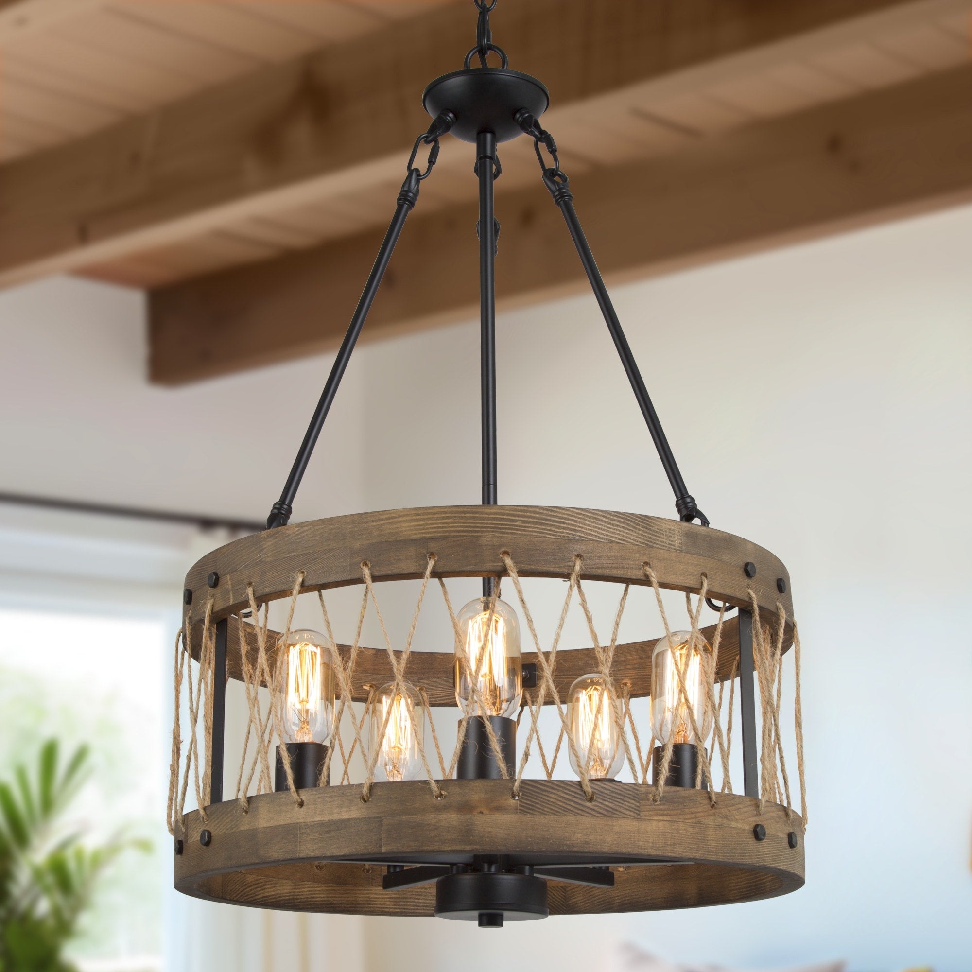 Farmhouse Chandelier With 5 Lights Kitchen Island Lighting For Dining Room D19 X H 25