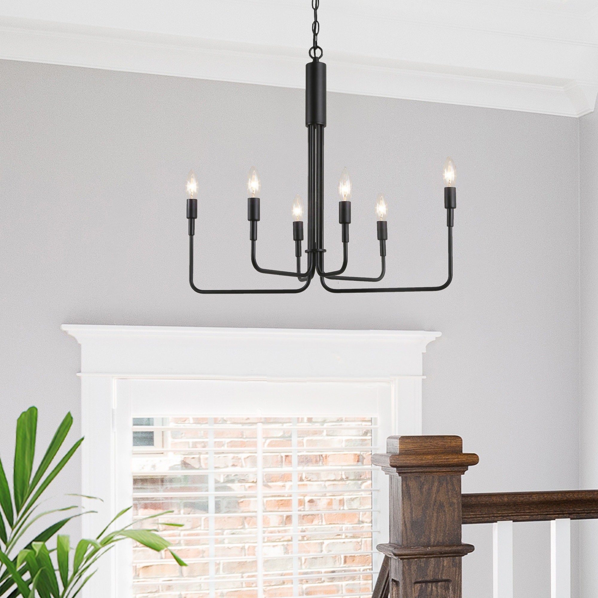Modern Glam 6 Light Chandeliers Pendant Lighting Fixture For Kitchen Dining Room Black L25 Xw13.5 Xh23.5