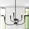 Modern Farmhouse 6 Lights Black Candle Chandelier L25 Xw13.5 Xh23.5