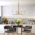 Glam 6 Lights Modern Gold Candle Chandelier L24.6 Xw13.4 Xh21.9