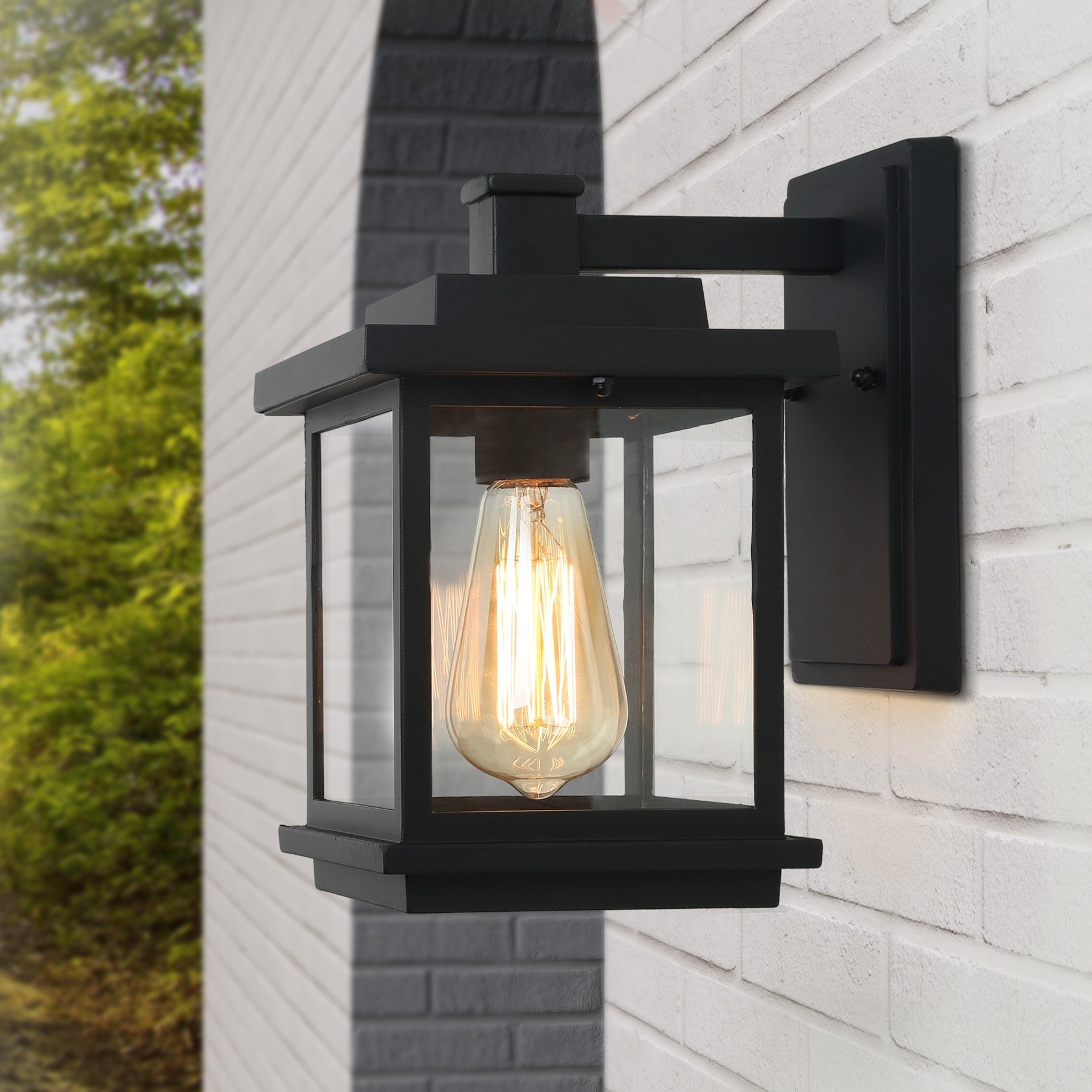 Leana 1 Light Black Porch Patio Garden Outdoor Wall Sconce Lantern