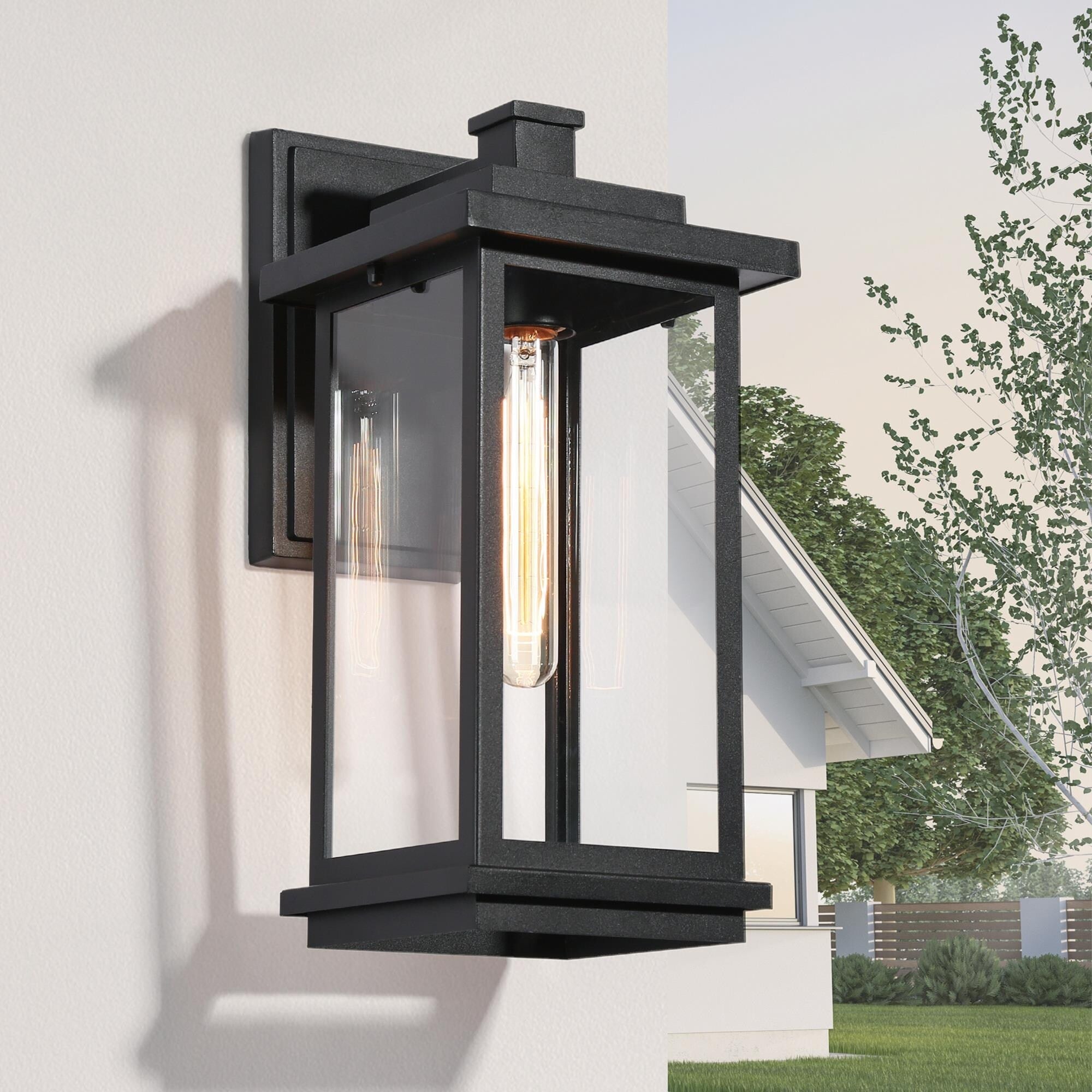Lnc Aluminum 1 Light Porch Patio Garden Black Outdoor Wall Sconce