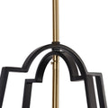 Modern Farmhouse Black Gold 4 Light Lantern Geometric Chandelier Candle Kitchen Island Pendant Light