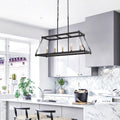 Modern Farmhouse Black Metal Linear Island Chandelier For Dining Room L 30 X W 12 X H 23.6