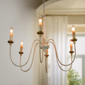 6 Light French Country Distressed White Candelabra Kitchen Island Chandelier For Dining Room L30.5 X W30.5 X H25.6