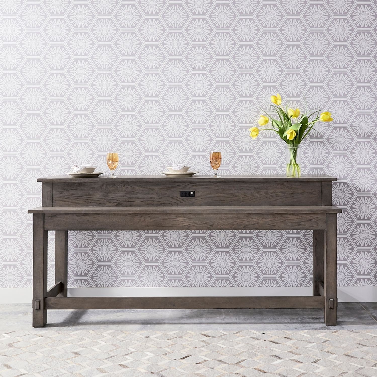 Modern Farmhouse Dusty Charcoal Console Bar Table