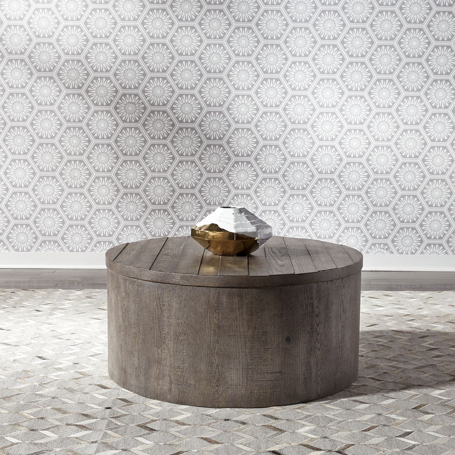 Modern Farmhouse Dusty Charcoal Drum Cocktail Table