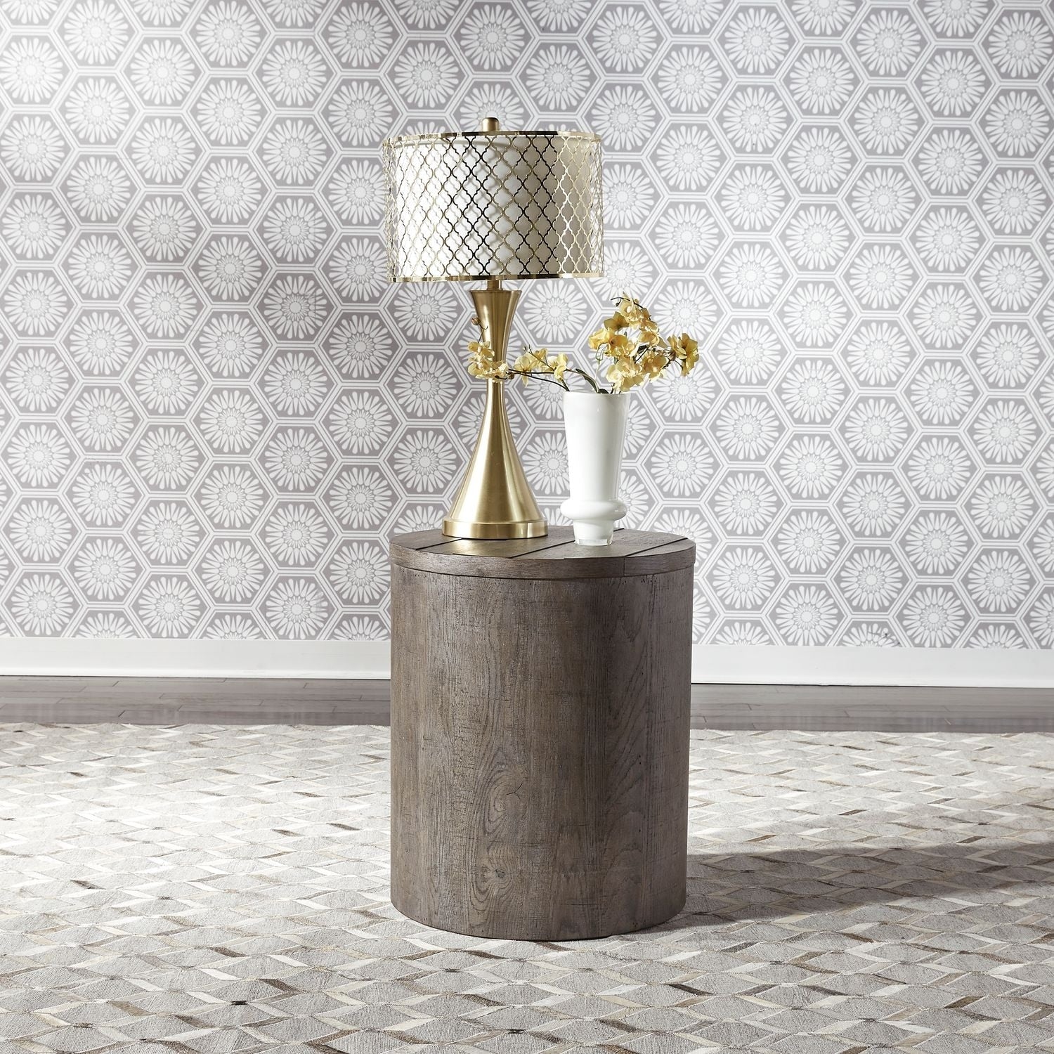 Modern Farmhouse Dusty Charcoal Drum End Table
