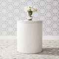 Modern Farmhouse Flea Market White Drum End Table