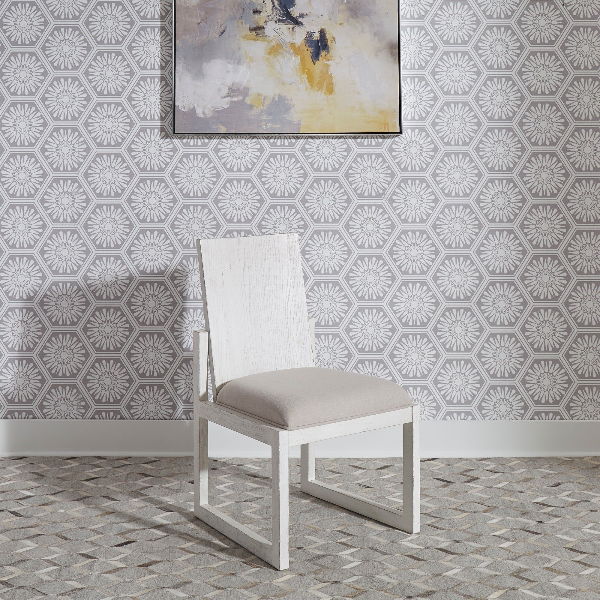 Modern Farmhouse Flea Market White Panel Back Side Chairs Set Of 2