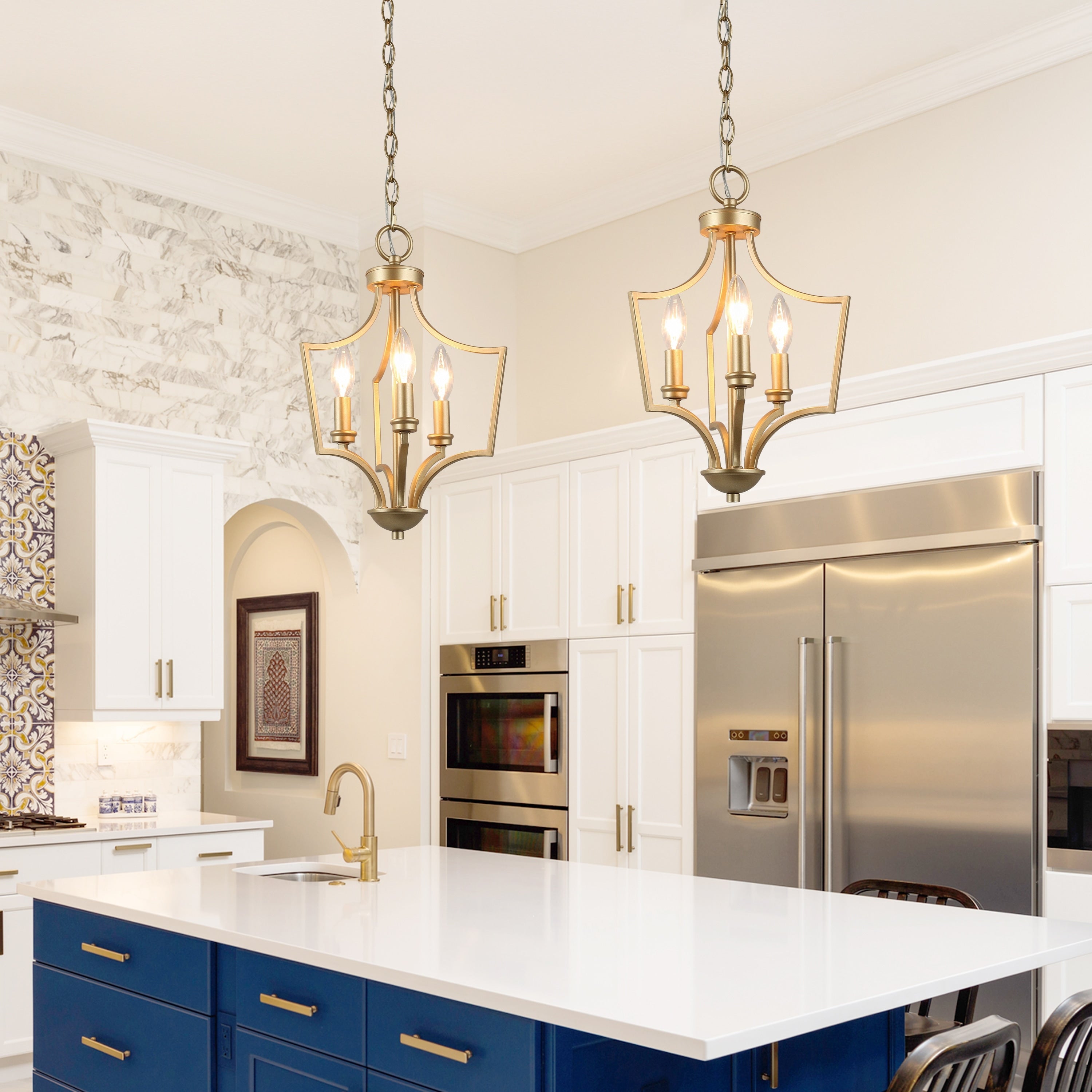 Glam Chandeliers 3 Lights Mini Hanging Ceiling Pendant Lighting For Kitchen W11 X H16