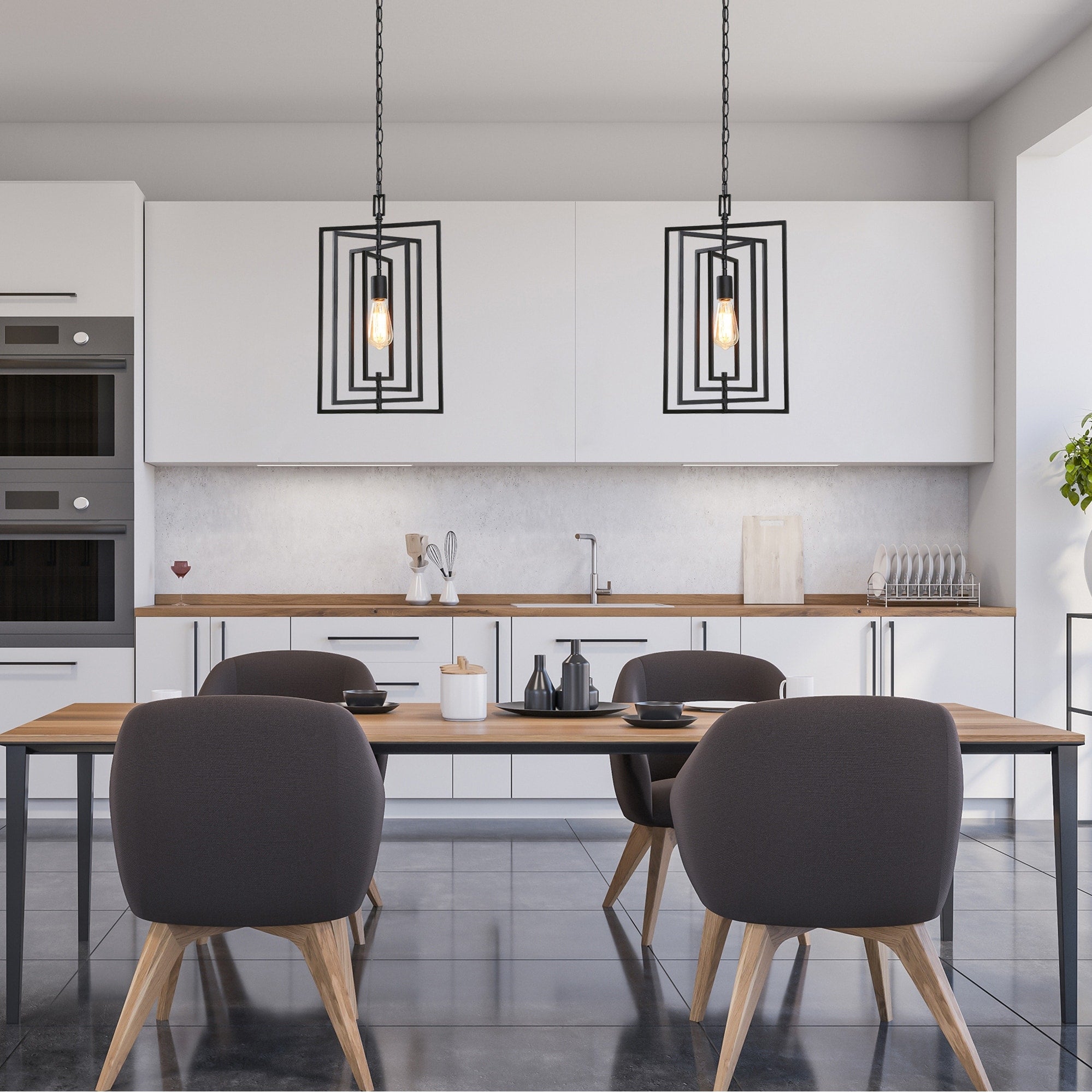 Modern Farmhouse Black Mini Hanging Ceilling Pendant For Kitchen W12 Xh20.4