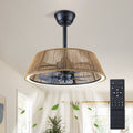 Modern Farmhouse Led Ceiling Fan With Light Flush Mount Fandelier With Remote 20.9 Dia 6.3 H