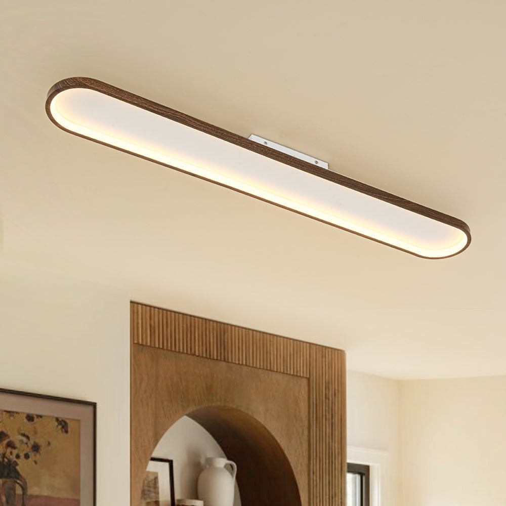 Modern Farmhouse Oval Long Led Semi Flush Mount For Kitchen 38.2 In