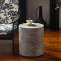 Modern Faux Concrete Round Corner Accent Table No Assembly End Side Table For Living Room Bedroom
