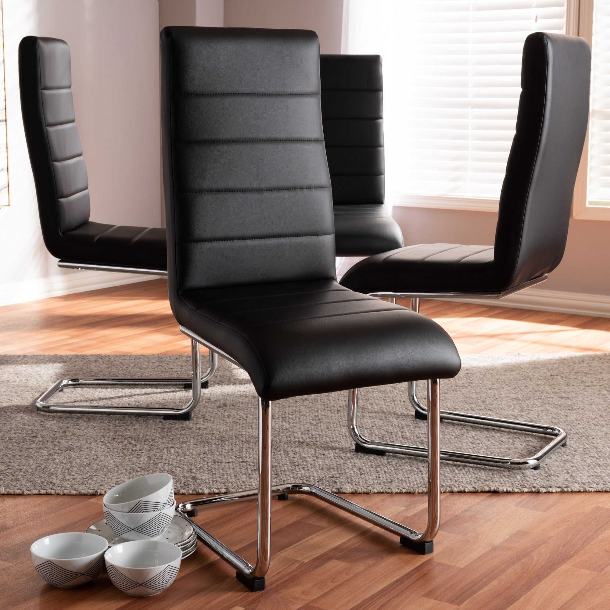 Modern Faux Leather Dining Chair 4 Piece Set By Baxton Studio