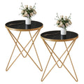Modern Faux Marble Top Round End Table