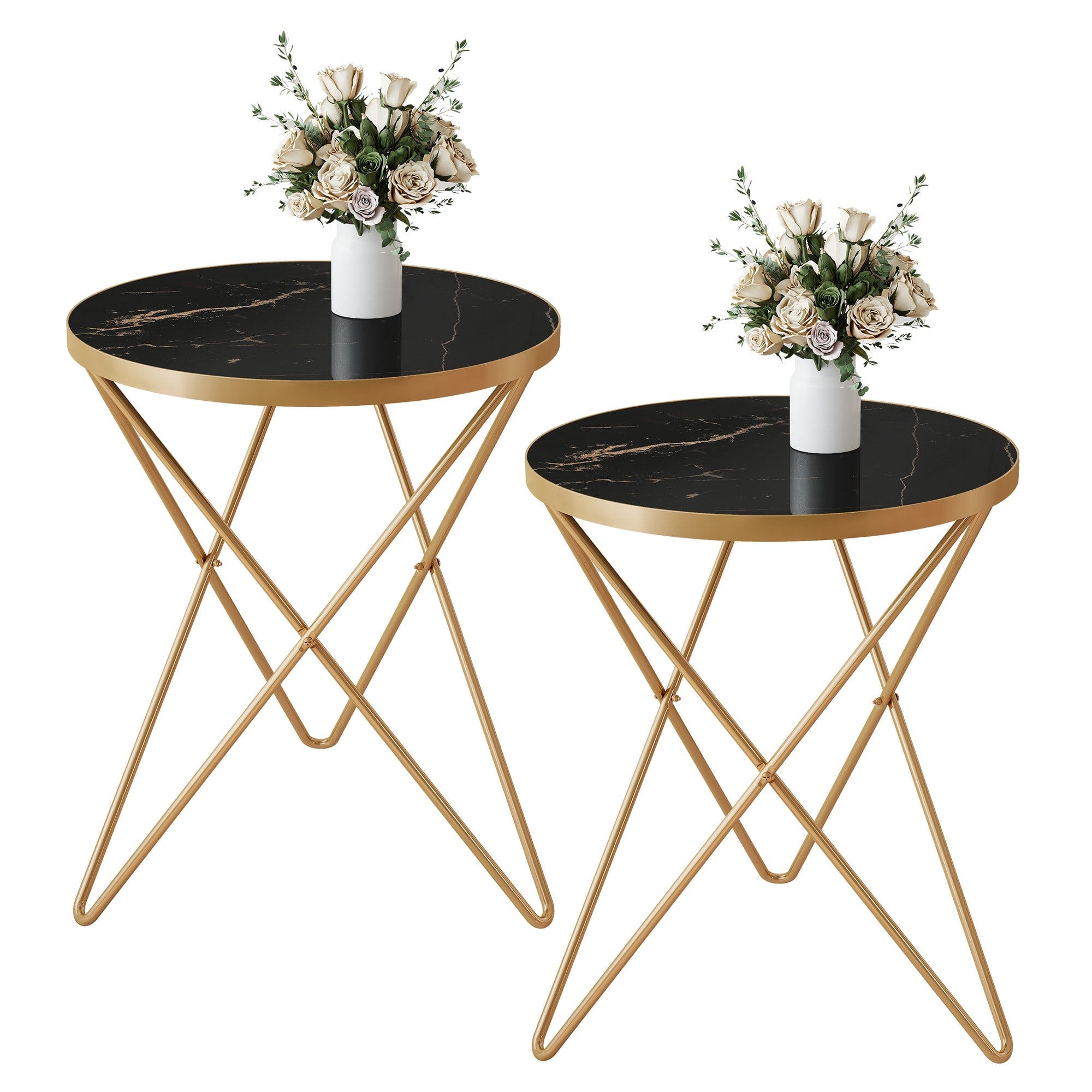 Modern Faux Marble Top Round End Table