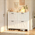 Modern Fence Shoe Cabinet With 4 Flip Drawers Sleek Space Saving Entryway Organizer For Living Room
